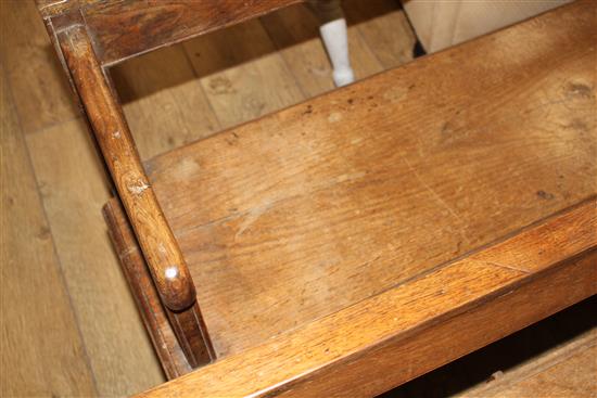 A near pair of 18th century oak bench seats, largest L.206cm D.36cm H.68cm